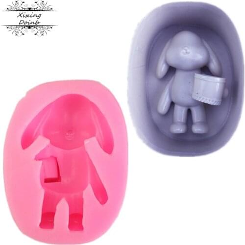 3D rabbit silicone mold animal silicone cake mold resin clay rabbit fudge Chocolate Mold kitchen baking cake tool
