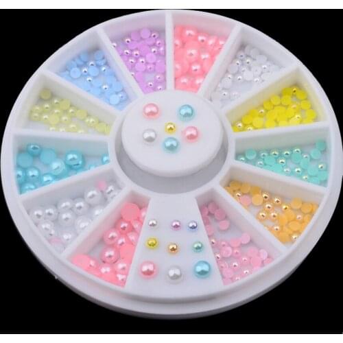 500pcs Beautiful Turntable Colour Color Pearl Jewelry Box 2mm 3mm manicure nail art Any skin DHL