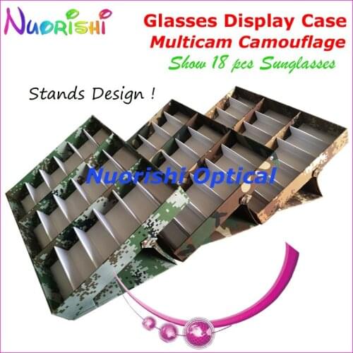 C271-18S Fashion Camo Multicam Camouflage Sunglasses Sample Display Storage Case Box Tray Holding 18pcs Sunglasses Free Shipping