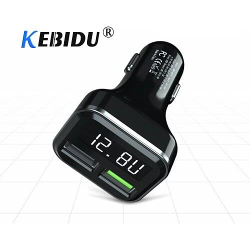 KEBIDU car USB charger fast charger 3.0 mobile phone charger 2 ports with LED, suitable for iPhone Samsung Tablet