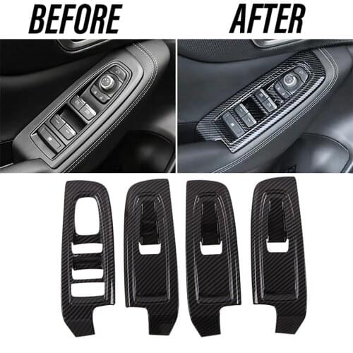 Wooeight 4x ABS Carbon Fiber Car Door Armrest Window Switch Panel Cover Trim Protector Accessories Fit For Subaru Forester 2019