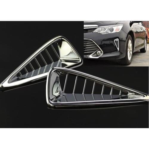 Car Accessories For Toyota Camry 2015 Exterior ABS Chrome Front Air Vent Outlet Cover Trims 2Pcs Not Fit For American Car Model