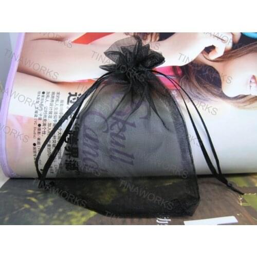 Free Shipping 200pcs/lot 7x9cm Black Color Organza Bags Wedding Gift Bags Jewlery packing Gift Pouch