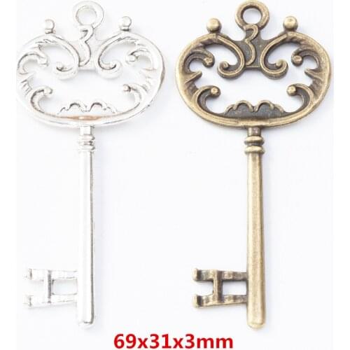 10 pieces of retro metal zinc alloy key Pendant for DIY handmade jewelry necklace making 8084