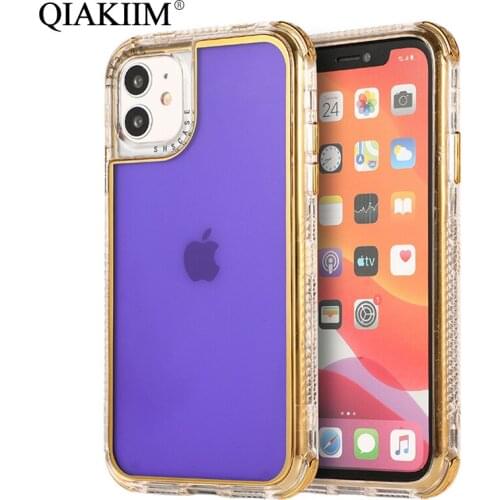 Fashion Plating Bumper Case For iPhone 11 12 Pro Max XS XR X 8 7 6 6s Plus 3 in 1 Clear Candy Color Soft Shockproof Phone Cover