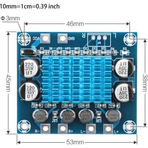 F3MA XH-A232 30W+30W 2.0 Channel Digital Stereo Power Amplifier Board DC 8-24V 3A 53X45mm/2.08X1.77in