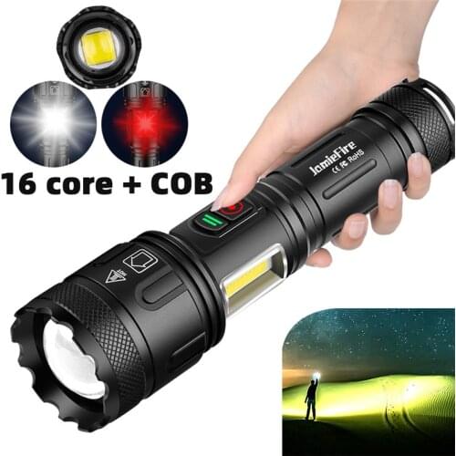 5000mAh Strong Light Flashlight XHP160.2 Waterproof IPX5 Zoom Torch Lamp USB Rechargeable 26650 Battery Tactical Hunting Torch