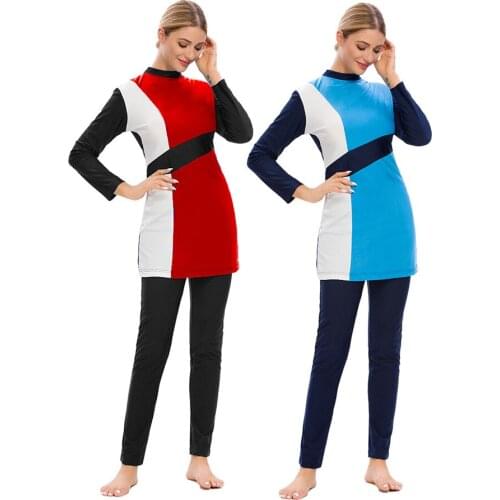 Islamic Women Muslim Swimwear 3 Piece Sets Burkini print Hijab Swimsuit Modest Swim Surf Wear Sport Full Suit for Swimming 2021