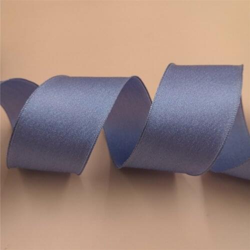 38mm 25Yards Christmas Ribbon Festival Wired Pure Shiny Blue Satin Ribbons for Decoration New Year Gift Wrapping 1-1/2" N2155