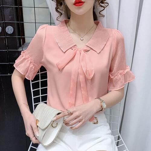2021 summer Korean version of the new fashion design sense niche light mature blouse temperament shirt chiffon shirt women