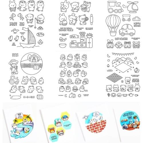 Little Spring Animals Sheep Rabbits Go Hiking Cutting Dies Matching Clear Stamp DIY Card Album Making Scrapbooking New Stencil