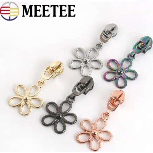 Meetee 10pcs 5# Nylon Zipper Silder Metal Puller Head for Nylon Zips Jacket Bag Zippers Repair Kits DIY Garment Sew Accessory