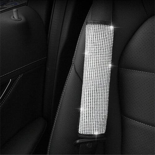 1PC Soft Seat Belt Shoulder Pads Bling Car Accessories Rhinestone Seat Belt Shoulder Protect Pad Cover Cushion