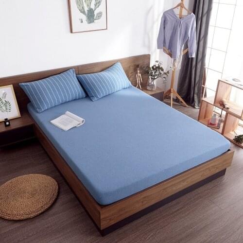 1pc 100% cotton washed cotton solid bed mattress with four corners with elastic band sheets58