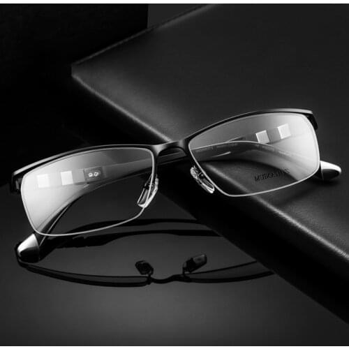 Vehion Square Mens Glasses Titanium Eyeglasses Frames for Female Male Semi Spectacle Frame Optical Lens Ultra-light Myopia Nerd