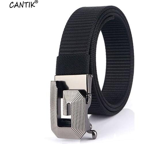 CANTIK Unique Design Novelty G Letter Automatic Buckle Belt Quality Nylon & Canvas Material Belts for Men Accessories CBCA284