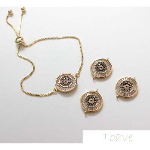 Copper-plated 18K True Gold Double Hanging Turkish Eye Zircon Ribbon Chain Necklace Material Accessories