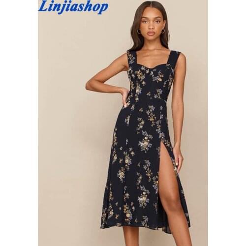 Spring summer women dress floral print spaghetti straps v neck backless sexy beach boho long dress with ruffles mujer