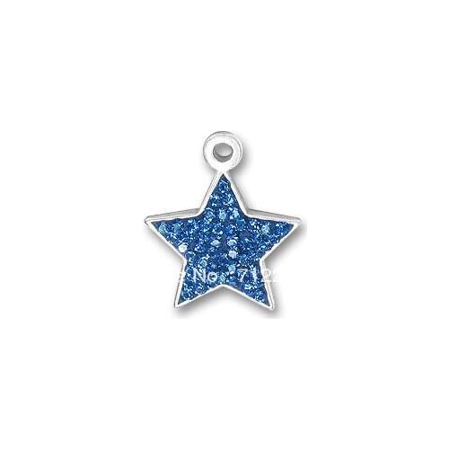 Silver plated blue crystal stars charms jewelry accessory