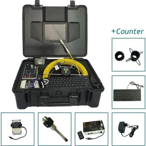 Industrial Endouscopicr Waterproof Conduit Detection Videoscope Pipe Camera 20m to 50m cable with meter counter and 8 inch LCD