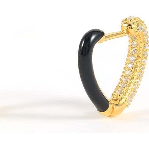 CANNER 925 Sterling Silver Colorful Enamel Hoop Earrings for Women Neon Round Heart Smiley Pin Jewelry Earrings Huggie Earrings