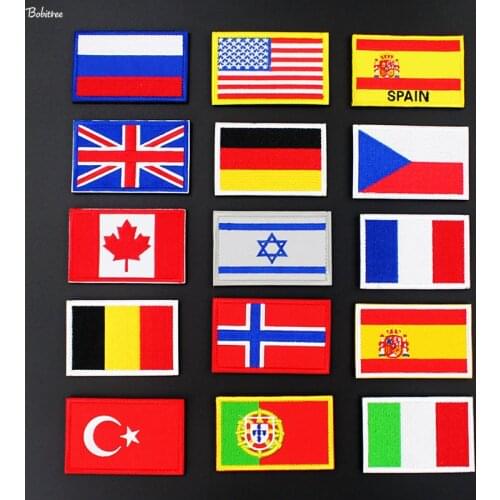 USA Spain Italy Germany France Russia Flag Badges Stick on Outdoor 3D Stickers for Military Clothes Hat Backpack Patches