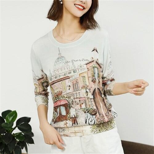 Autumn Winter Sweater Women Soft pullover Sweaters Female Fashion Views Casual Loose Jumper O-neck Long Sleeve Printed Sweater