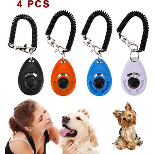 4 Pcs/Pack Pet Dog Training Doggy Clicker Sound Key Chain Elastic Wrist Strap 0-20 NF