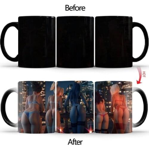 Creative Sexy ass Magic Mug Cute Color Changing Cup Ceramic Discoloration Coffee Tea Milk Mugs Novelty Gifts BSKT-071