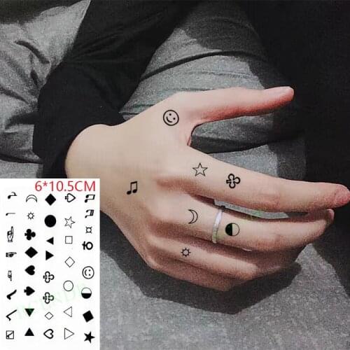 Waterproof Temporary Tattoo Sticker Moon Star Love Triangle Geometric Body Art Flash Tatoo Fake Tatto for Women Men