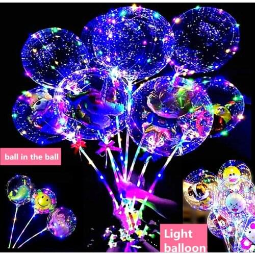 5pcs/LOT LED light balloon wedding birthday party decorated Christmas cartoon balloon children toy flash stick balloon Luminous