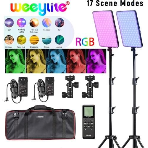 Weeylite sprite40 2pcs RGB Video Light LED Camera Light 2.4G Wireless Remote for Camera Light Full Color Output With light stand