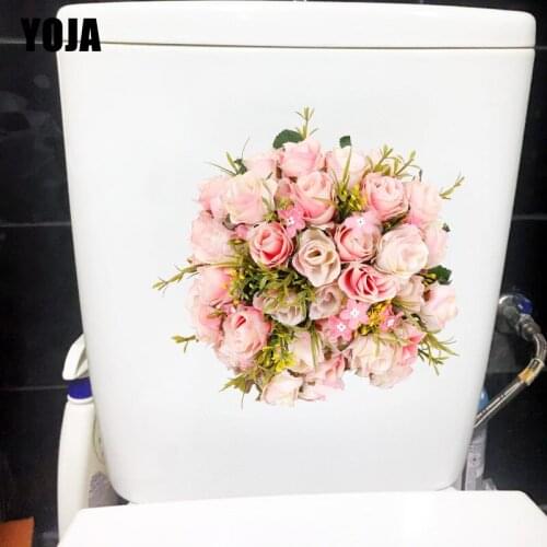 YOJA 22.4X22CM Beautiful Rose Bouquet Home Wall Sticker Romantic Bedroom Decor WC Toilet Decal T1-1874