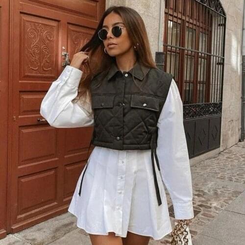 Design Waistcoat Streetwear Tops Fashion Large Pocket Womens Vest Black Lapel Sleeveless Jacket