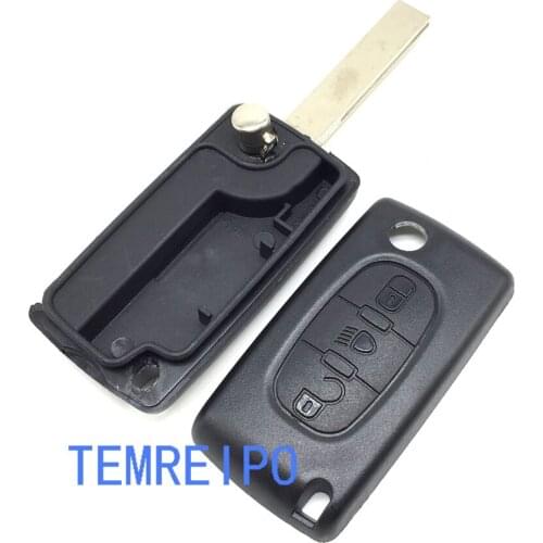 10pcs/lot 3 Button Flip Remote Key case Shell Without Battery Clamp HU83 Blade Light Button For Peugeot