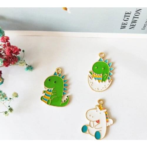 10pcs Cartoon Animals Enamel Charms Dinosaur Unicorn Horse Alloy Pendants Dangle DIY Jewelry Earrings Necklaces Accessory YZ605