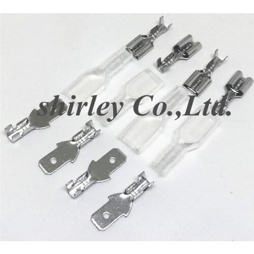 100Sets 4.8mm transparent sheath inserted spring car Crimp Terminal Female Spade4.8MM Connector Faston with insulator