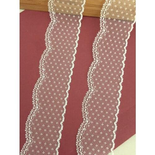 15meters/lot 5cm wide ivory pure white black delicate mesh lace polka dot lace wedding lace handicraft garment lace French lace