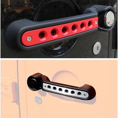 3PCS Aluminum Black/Red/Chrome Door Grab Handle Insert Cover Tailgate Bar Trim for 07-17 Jeep Wrangler JK