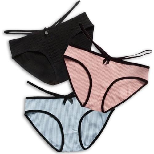 BANNIROU Cotton Female Briefs Underwear For Woman Soft Panties Woman Underwear Briefs New 2020 High Quality M-XL 5 Colors 3 Pcs
