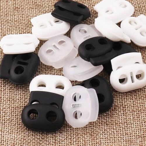 30 PCS White/Black/Transparent Plastic Cord Locks,Barrel Toggle Cord Lock,Craft Cord Locks, Rope Buckle Cylinder Stopper Toggle