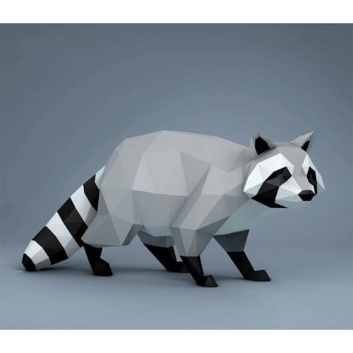 3D Raccoon Handmade Origami Animal Paper Model Living Room Desk Decoration DIY Creative Craft Puzzles Toys Low Poly Papercraft