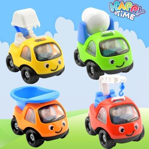 4Pcs/set Cartoon Q version Inertial Engineering Vehicle Baby Toys Classic Dump Truck Model Car for Children Educational toys