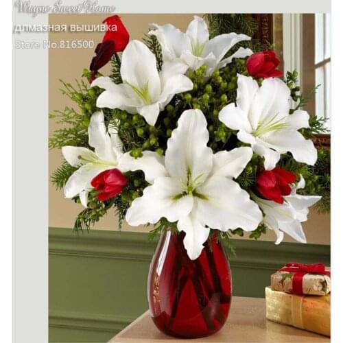 5D Diy Diamond Painting Cross Stitch Flower Crystal round Diamond Mosaic Sets Unfinish Decorative Full Diamond Embroidery