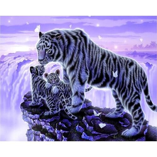 5D DIY Handmade Sewing Supplies Full Square Stripes Tiger Round Art Kit Diamond Painting Home Decoration