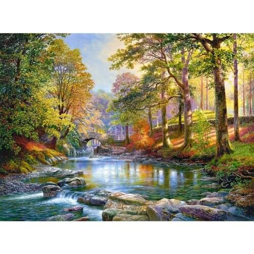 5d diy diamond painting woods natural landscape full square round diamond embroidery rhinestone needlework decoZP-3824