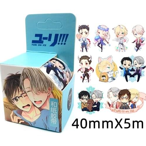 Anime Yuri on Ice Cosplay Washi Tape Yuri Katsuki Plisetsky Cartoon Stickers Collection Book Sticker Label Masking Tape
