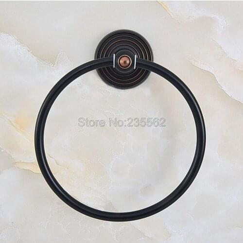 Black Oil Rubbed Bronze Towel Ring Holder Round Wall-Mounted Hanger Bathroom Hardware Towel Racks Bathroom Accessory Lba918