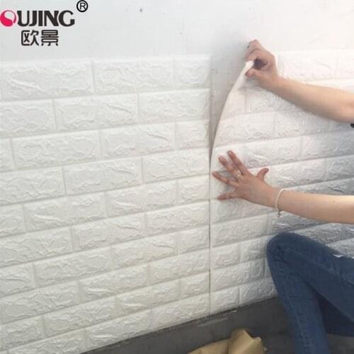 70X77cm PE Foam Stone Brick Panel Decorative 3D Sticker Self Adhesive DIY Wallpaper Living Room Kids Safty Decor Wall Sticker