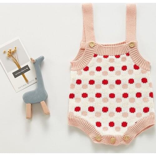 Baby Girls Bodysuit New Autumn Polka Dot Overalls Baby Knitting Sleeveless Jumpsuit Infantil Baby Girls Clothes